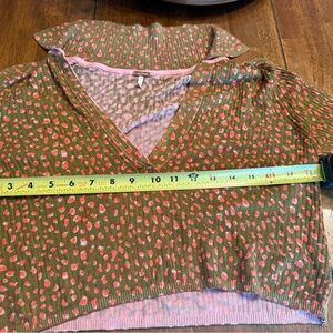 Free People Floral print Collared Knit crop Top In Pink, Green Size S